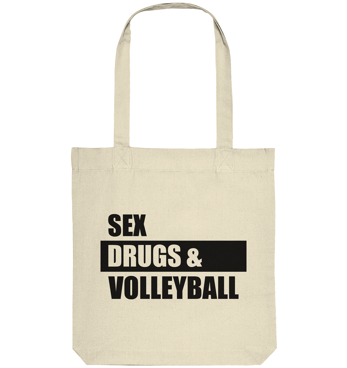 N.O.S.W. BLOCK Fanblock Tote-Bag "SEX, DRUGS & VOLLEYBALL" Organic Baumwolltasche natural