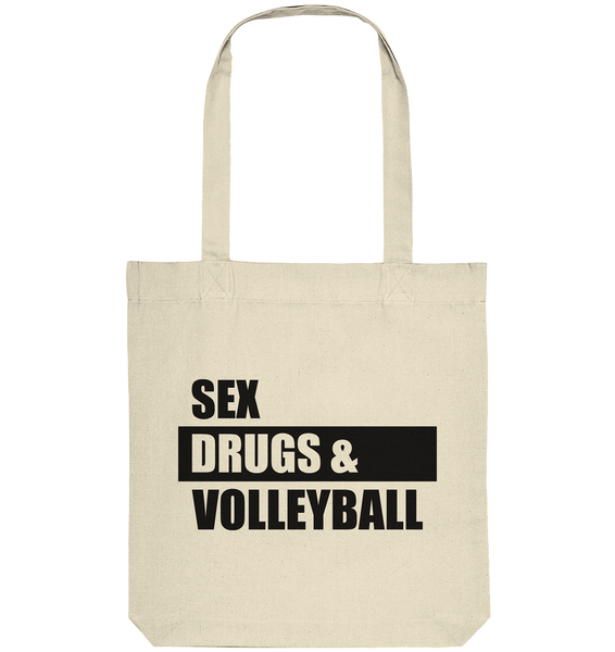 N.O.S.W. BLOCK Fanblock Tote-Bag "SEX, DRUGS & VOLLEYBALL" Organic Baumwolltasche natural