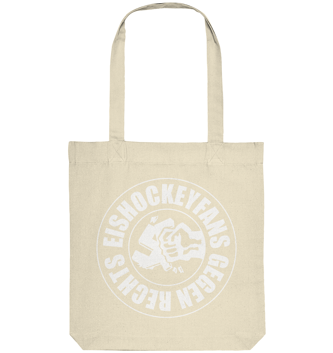 N.O.S.W. BLOCK Gegen Rechts Tote-Bag "EISHOCKEYFANS GEGEN RECHTS" Organic Baumwolltasche natural