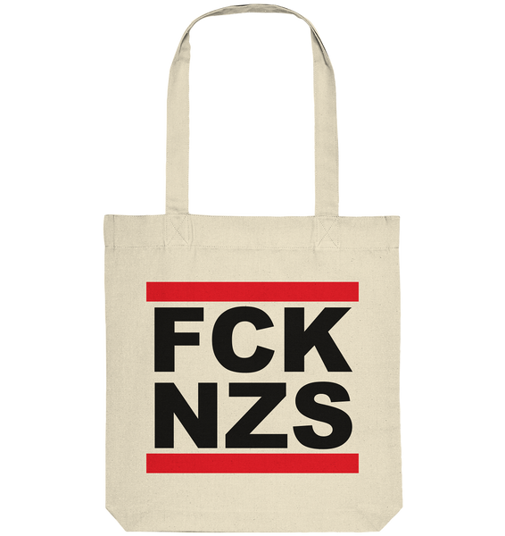 N.O.S.W. BLOCK Gegen Rechts Tote-Bag "FCK NZS" Organic Baumwolltasche natural rwa