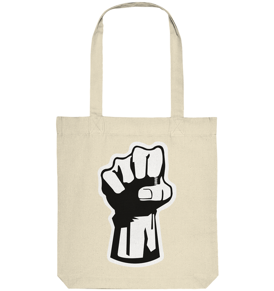 N.O.S.W. BLOCK Gegen Rechts Tote-Bag "NO BLOCK FOR RACISM" Organic Baumwolltasche natural