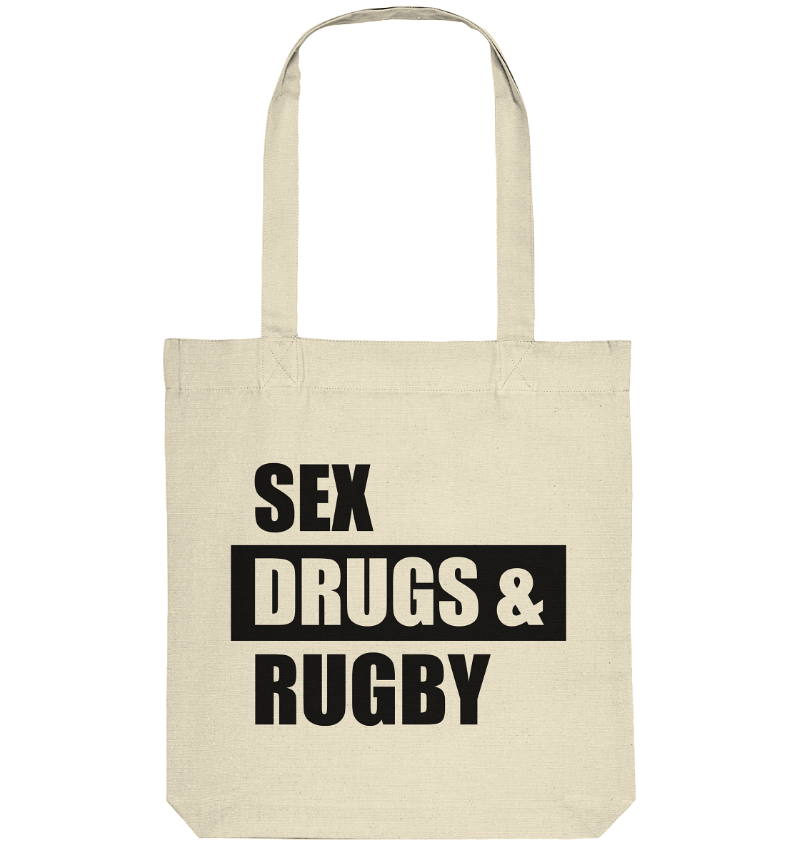 N.O.S.W. Fanblock Tote-Bag "SEX, DRUGS & RUGBY" Organic Baumwolltasche natural raw