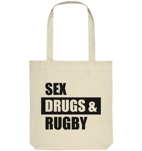 N.O.S.W. Fanblock Tote-Bag "SEX, DRUGS & RUGBY" Organic Baumwolltasche natural raw