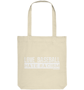 N.O.S.W. BLOCK Gegen Rechts Tote-Bag "LOVE BASEBALL HATE RACISM" Organic Baumwolltasche natural