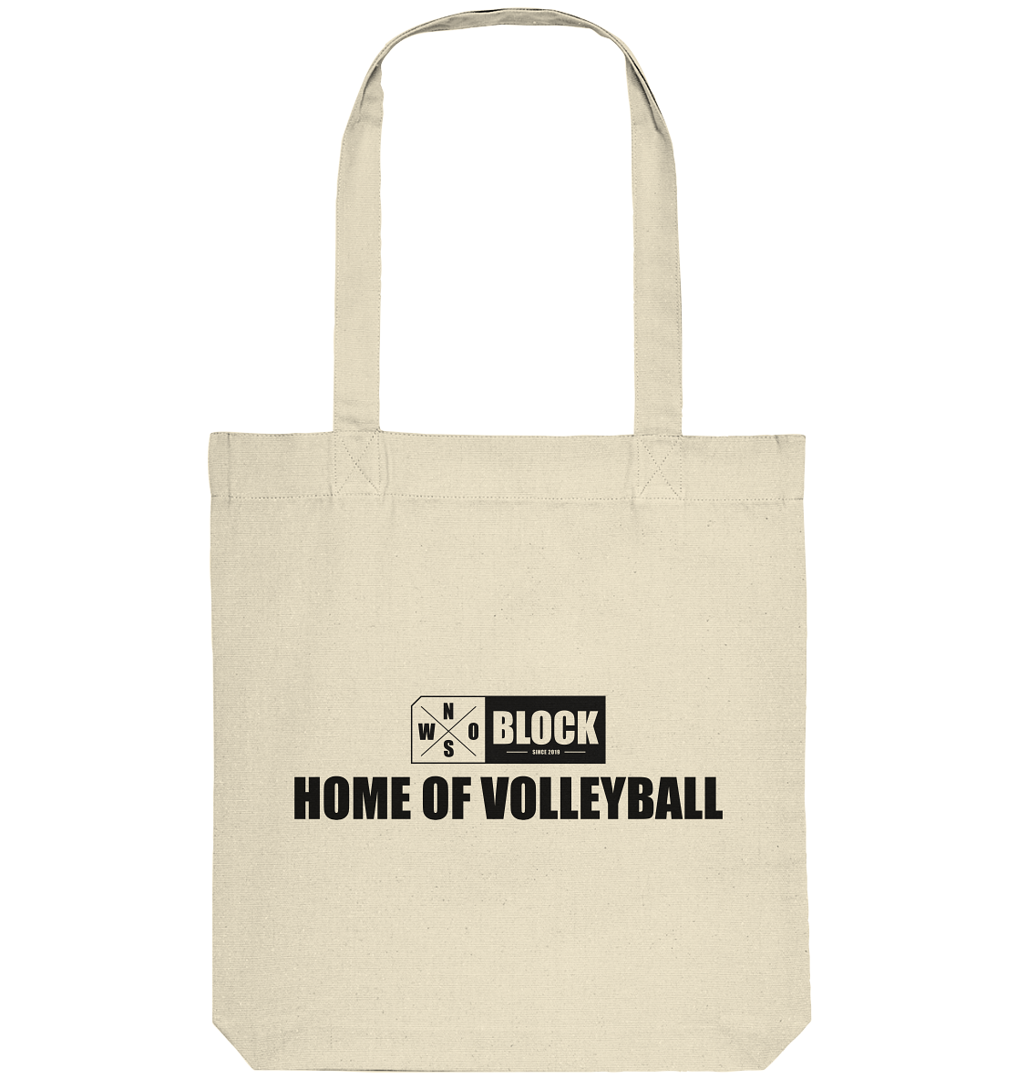 N.O.S.W. BLOCK Tote-Bag "HOME OF VOLLEYBALL" Organic Baumwolltasche natural