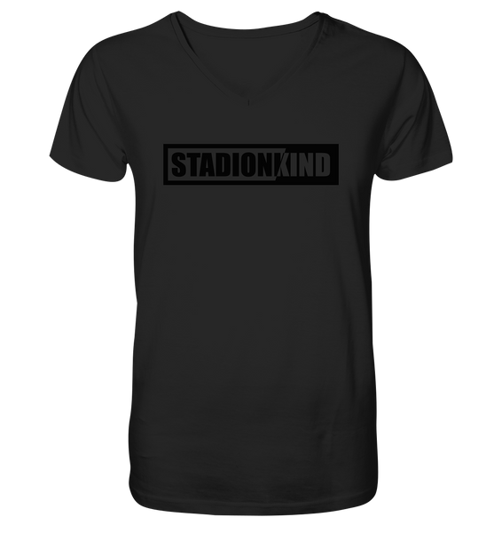 Fanblock Shirt "STADIONKIND" Männer Organic V-Neck T-Shirt schwarz