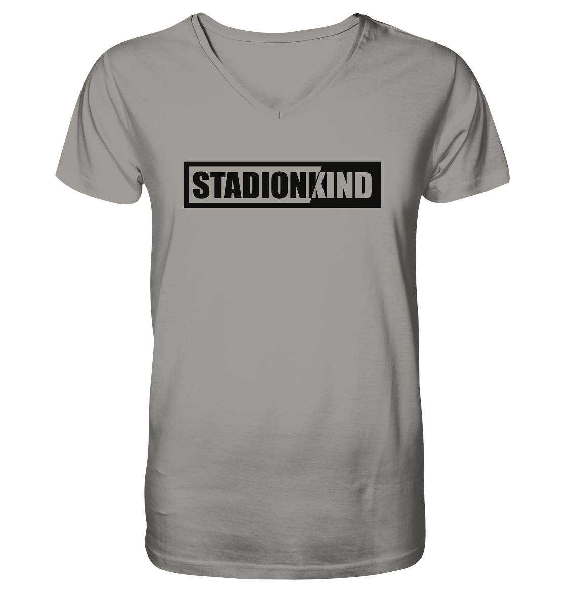 Fanblock Shirt "STADIONKIND" Männer Organic V-Neck T-Shirt light grey