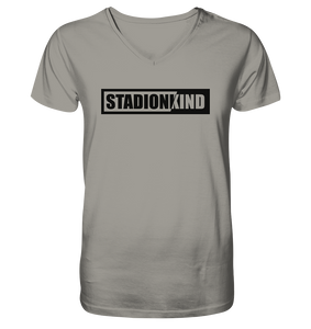 Fanblock Shirt "STADIONKIND" Männer Organic V-Neck T-Shirt light grey