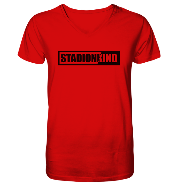 Fanblock Shirt "STADIONKIND" Männer Organic V-Neck T-Shirt rot