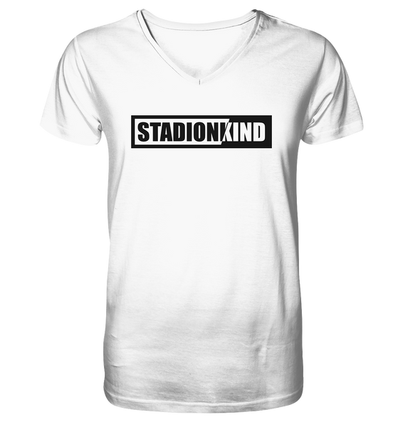 Fanblock Shirt "STADIONKIND" Männer Organic V-Neck T-Shirt weiss