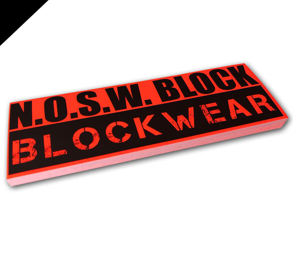 25 N.O.S.W. BLOCK Aufkleber "N.O.S.W. BLOCK BLOCKWEAR" neonorange
